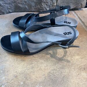 SAS NOUVEAU ALFA BLACK SANDALS WOMEN'S‎ 10 LEATHER STRAP
